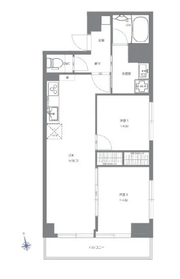 モナークマンション第2方南(B号棟)-間取り