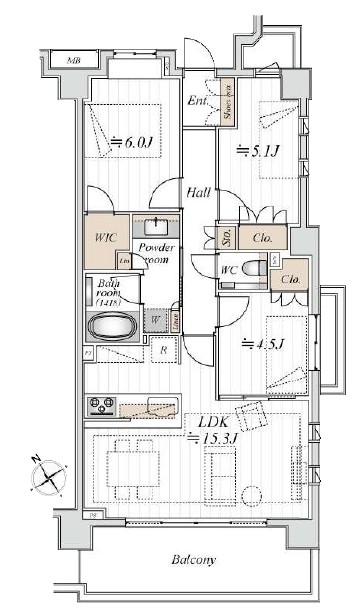 ブランズ東中野プレシアス-間取り
